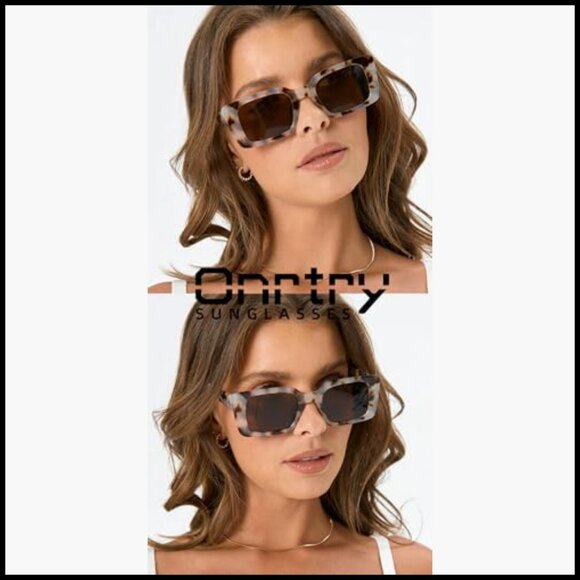 Plastic Frame Vintage Rectangle Sunglasses with UV400 Polarized Lenses